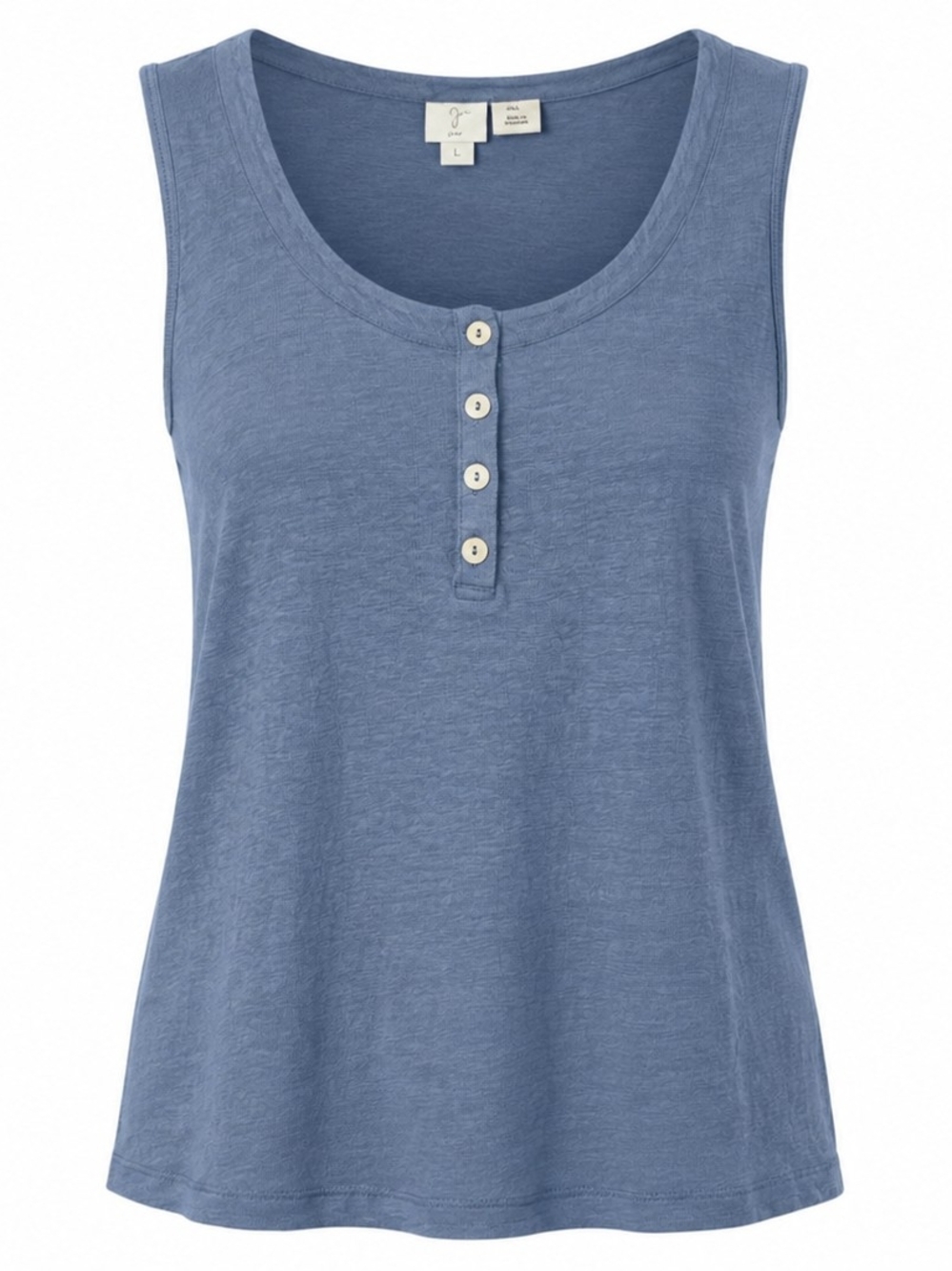 JOIE | 100% Linen Dusty Blue Henley Tank Top Sleeveless Coastal Vacation | L